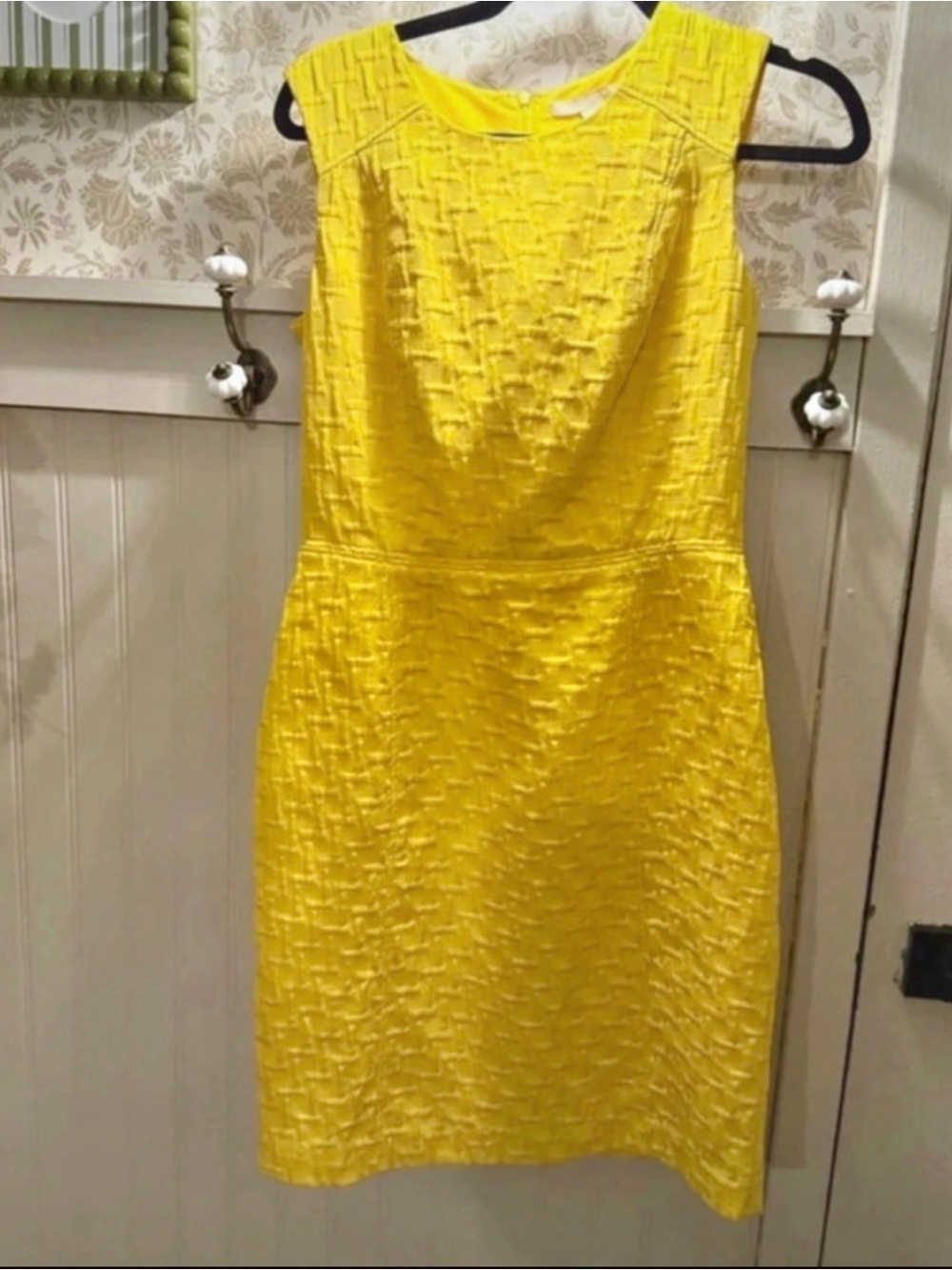 Banana Republic Bright Yellow Textured Midi Sheath Dress